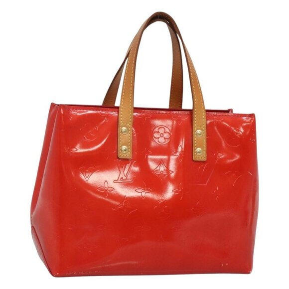 LOUIS VUITTON Monogram Vernis Reade PM Hand Bag Red Rouge LV Auth - Picture 1 of 16